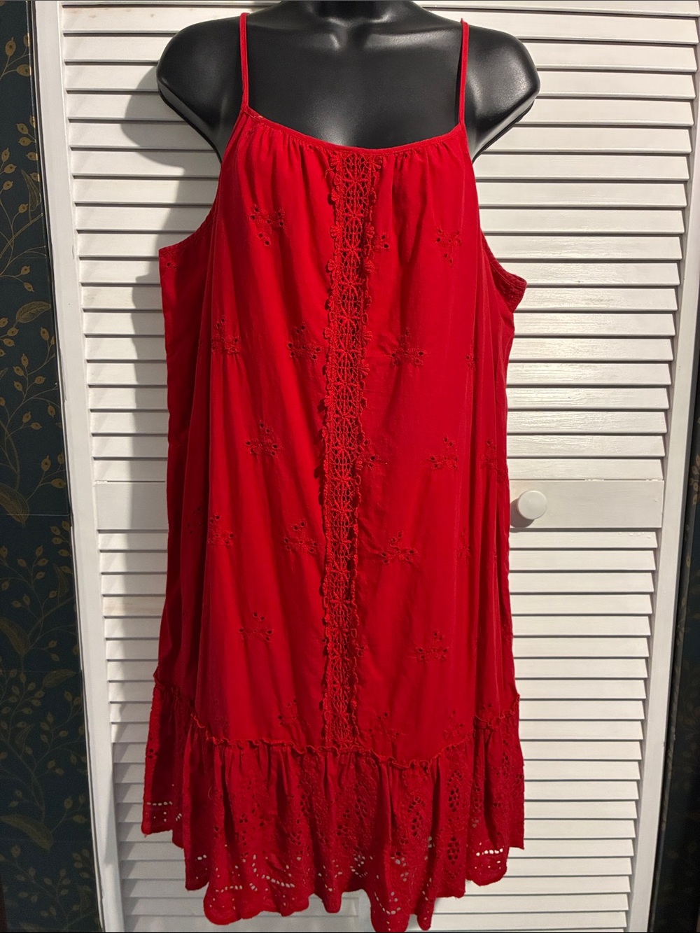 Knox Rose Red Eyelet Spaghetti-Strap Mini Dress